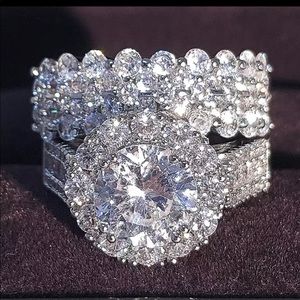 2.k moissanite 2 set  Diamond RING 925 Sterling silver sparkly and shiny